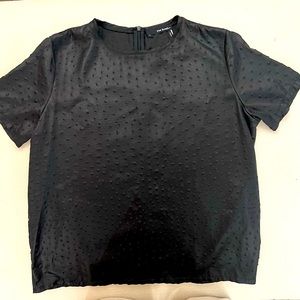 The Kooples Black Faux-Ostrich Satin Top Size 2